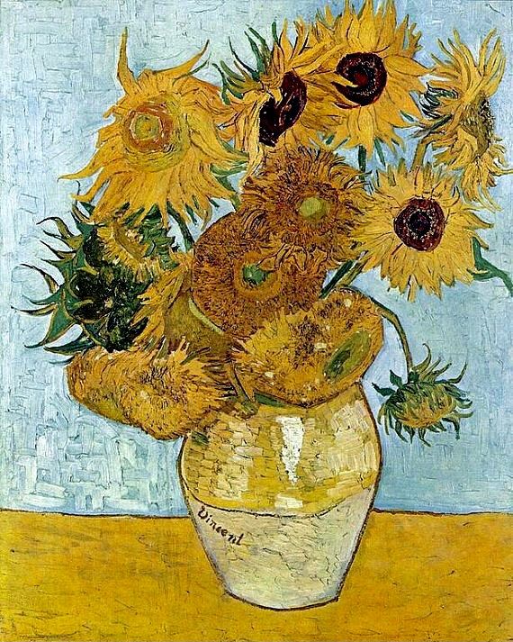 Van Gogh's Sunflowers painting, colour inspiration for a yellow summer table setting